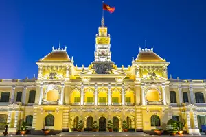 Ho Chi Minh City Hall (Ho Chi Minh City Peoples Committee) at night, Ho Chi Minh City (Saigon)