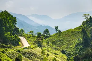 Ho Chi Minh Highway West passes through mountain landscape near Khe Sanh, Da Krong