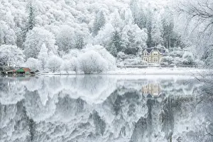 Stirlingshire Prints: Hoar Frost reflected in Loch Ard