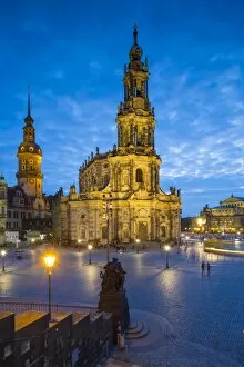 Images Dated 25th September 2015: Hofkirche & Dresden Castle, Dresden, Saxony, Germany