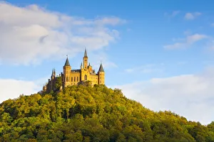 Royalty Prints: Hohenzollern Castle illuminated at sunset, Swabia, Baden Wuerttemberg, Germany, RF