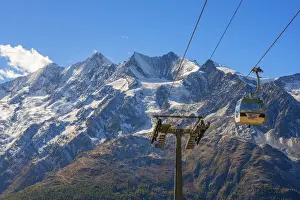 Cable Car Prints: Hohss cable car at Kreuzboden with Mischabel mountain range, Ss-Grund, Valais
