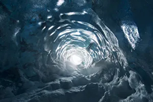 Vatnajokull Prints: Hole inside an ice cave in the Vatnajokull National Park, Iceland