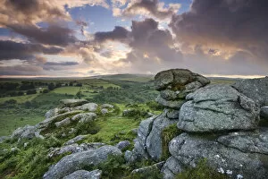 Images Dated 25th February 2015: Holwell Tor on a stormy summer evening, Dartmoor National Park, Devon, England. Summer