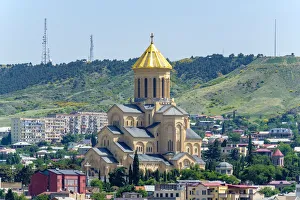 Avlabari Prints: Holy Trinity Cathedral and buildings in Avlabari, Tbilisi (Tiflis), Georgia