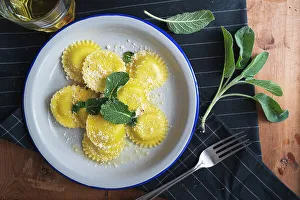 Plate Prints: Home made ravioli filled with fresh spinach and ricotta