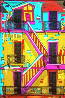 Como Prints: A detail of homes in the Piazza del Duomo square illuminated at Christmas time