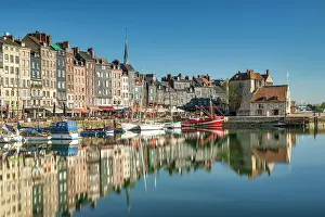 Normandy Prints: Honfleur Harbour Reflections, Honfleur, Normandy, France