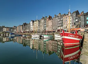 Normandy Prints: Honfleur Harbour Reflections, Honfleur, Normandy, France