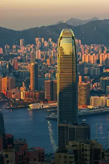 Ferry Prints: Hong Kong cityscape and International Finance Centre viewed from Victoria Peak