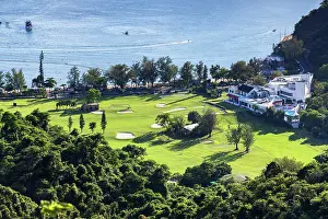 Fairway Prints: Hong Kong Golf Club and Deep Water Bay Beach, Hong Kong Island, Hong Kong, China