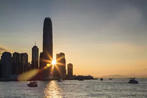 Images Dated 19th November 2015: Hong Kong Island skyline and International Finance Centre (IFC) at sunset, Hong Kong