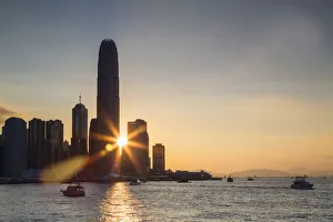 Hong Kong Island skyline and International Finance Centre (IFC) at sunset, Hong Kong Hong Kong Island skyline and International Finance Centre (IFC) at sunset, Hong Kong
