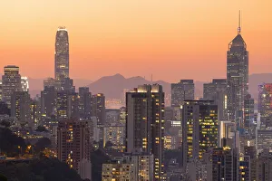 Hong Kong Island skyline at sunset, Hong Kong
