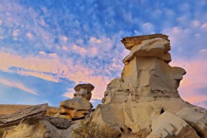 Images Dated 14th June 2023: Hoodoos in badlands, UNESCO World Heritage Site, Writing-On-Stone Provincial Park, Alberta, Canada