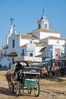 Rocio Prints: Horse-drawn carriage, Romeria de El Rocio pilgrimage, El Rocio, Huelva, Andalusia, Spain