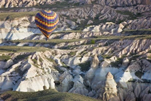 Images Dated 10th July 2008: Hot Air Balloon flight over Volcanic tufa rock formations, Goreme, Cappadocia, Anatolia