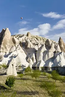 Hot Air balloon over rock Tufa formaions (Fairy Chimneys)