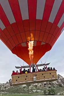 Images Dated 10th July 2008: Hot Air Balloon with the Worlds largest passenger basket, nr. Goreme, Cappadocia, Turkey