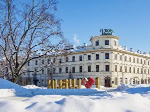 Lublin Voivodeship Prints: Hotel Palace Europa, Lithuanian Square, winter, Lublin, Lublin Voivodeship, Poland