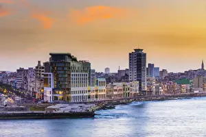 Habana Prints: Hotel Paseo del Pradom Malecon and Havana from Castillo De Los Tres Reyes Del Morro