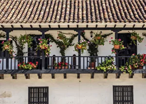 House with balcony at Main Square, Plaza Mayor, Villa de Leyva, Boyaca Department