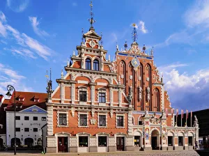 Latvian Prints: House of the Black Heads, Town Hall Square, Riga, Latvia