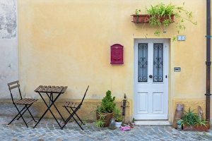Marche Prints: Detail of a house, Numana village, Riviera del Conero, Ancona province, Marche, Italy