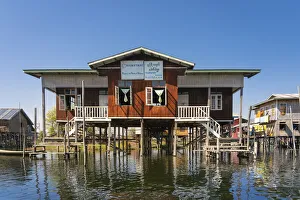 Floating Prints: House of nursery school on Lake Inle, Nyaungshwe Township, Taunggyi District, Shan State
