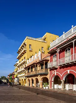 Bolivar Prints: Houses with Balconies, Plaza de Los Coches, Old Town, Cartagena, Bolivar Department