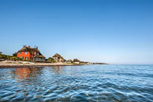 Houses on the beach, Nature reserve Graswarder, Heiligenhafen, Baltic coast