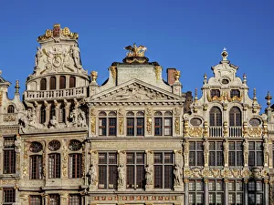 Grand Place Prints: Houses at Grand Place, UNESCO World Heritage Site, Brussels, Belgium