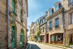 Alley Prints: Houses in the old town of Moncontour, Cotes-d'Armor, Brittany, France