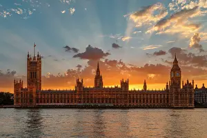 Elizabeth Tower Prints: Houses of Parliament with Big Ben, London, England