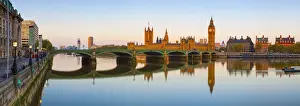 Clock Prints: The Houses of Parliament & The River Thames illuminated at sunrise