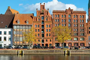Images Dated 3rd January 2023: Houses on riverfront of Trave river, Lubeck, UNESCO, Schleswig-Holstein, Germany