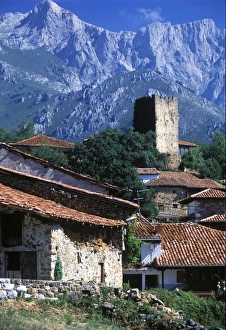 Nestled Prints: Houses and tower in Mogrovejo village