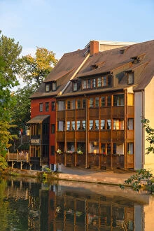 Images Dated 11th October 2018: Housing along River Pegnitz, Nuremberg, Bavaria, Germany