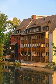 Traditional Building Prints: Housing along River Pegnitz, Nuremberg, Bavaria, Germany
