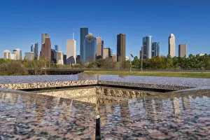 Images Dated 26th April 2022: Houston Skyline from Buffalo Bayou Park, Texas, USA