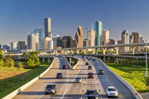 Images Dated 26th April 2022: Houston Skyline & Freeway, Houston, Texas, USA