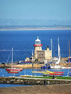 Howth Lighthouse and Harbour, elevated view, Howth, County Dublin, Ireland