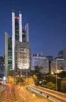 HSBC Building at dusk, Central, Hong Kong Island, Hong Kong