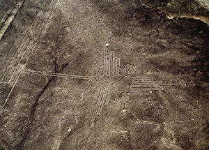 Peruvian Gallery: The Humming Bird Geoglyph, aerial view, Nazca, Ica Region, Peru
