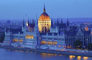 Hungarian Parliament Building at Dusk, Budapest, Hungary