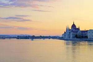 Hungarian Parliament Building at Sunrise, Budapest, Hungary