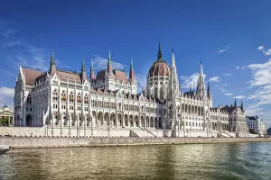 Hungarian Parliament on the Danube in Budapest, Hungary