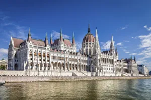 Hungarian Prints: Hungarian Parliament on the Danube in Budapest, Hungary