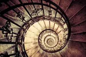 Staircase Prints: Hungary, Budapest, St. Stephen Cathedral (Szent Istvan Bazilika), Staircase to Dome