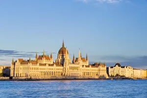 Hungary, Central Hungary, Budapest. The Hungarian Parliament Building at sunset